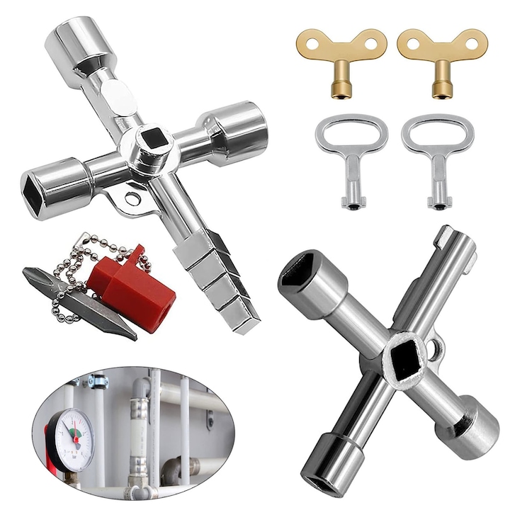 Set 6 Chei Multifunctionale pentru Control, Lhdfyqt, Argintie, Diverse Forme