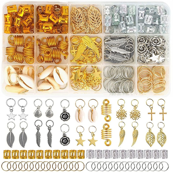 Set 220 accesorii par, Bztzhm, metal, stiluri diverse, stiluri diverse, reutilizabile, femei si fete, multicolor