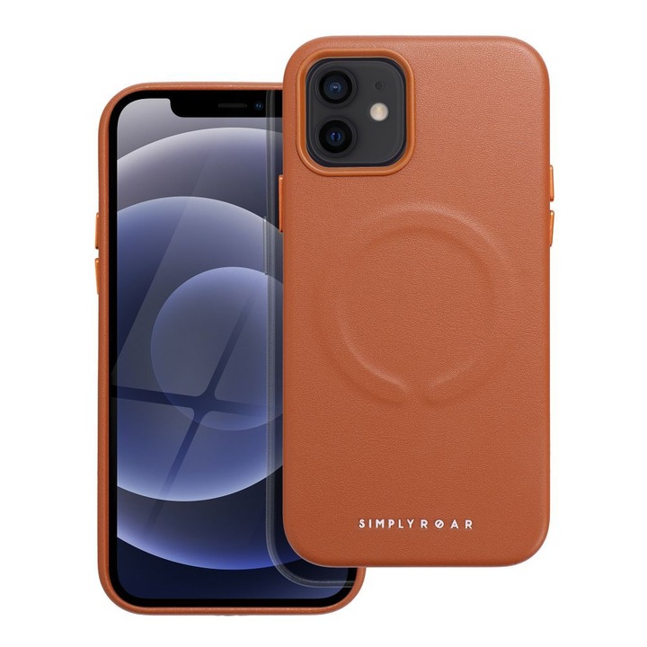 Husa megaMOBILE® model MAG COVER din silicon cu interior microfibra compatibil cu MagSafe pentru iPhone 16 Plus, maro