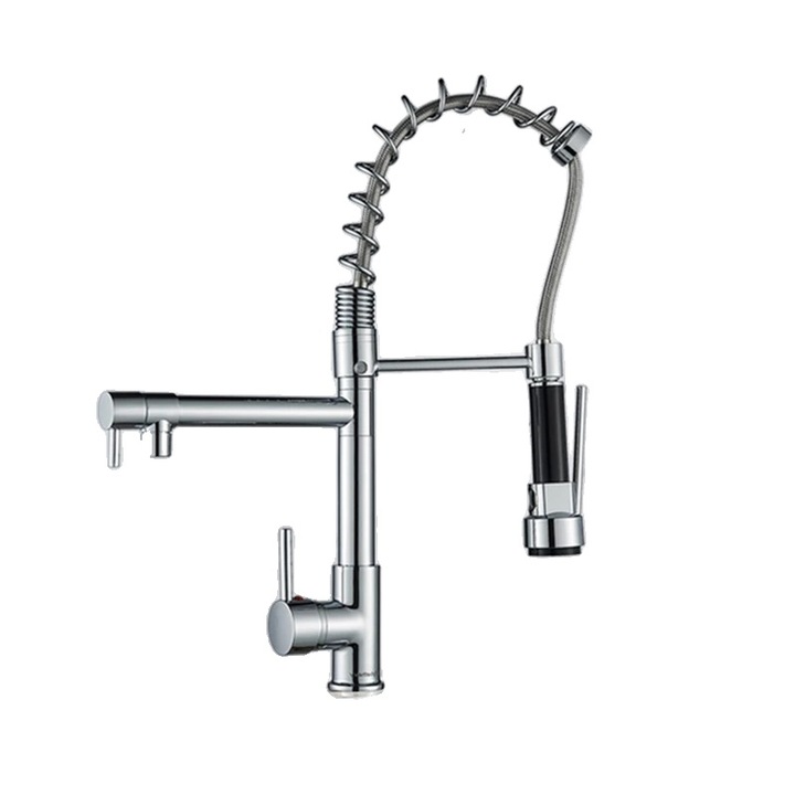 Szaniter csaptelep, visszahúzható spray-vel, egykaros vezérléssel, krómozott, munkalapra szerelhető