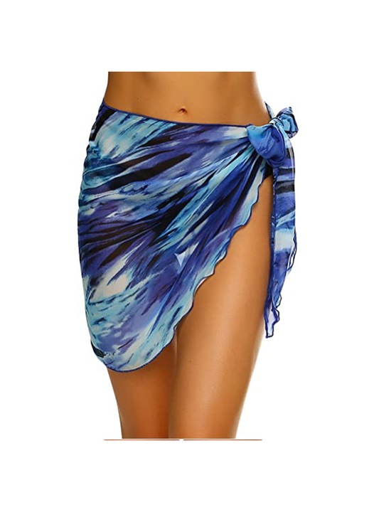 Jormftte női strandszárong, rövid, félig átlátszó, sötétkék, 208x50cm