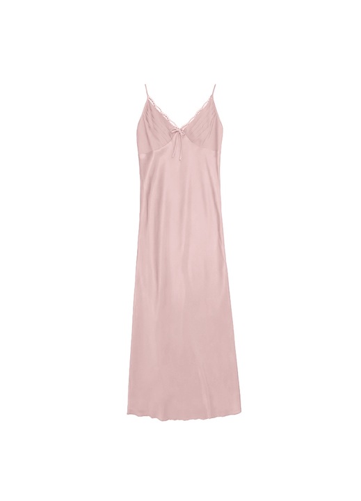 Női pizsama, Jormftte, hosszú hálóing, V-nyakú, ujjatlan, rózsaszín, poliészter, 2XL INTL