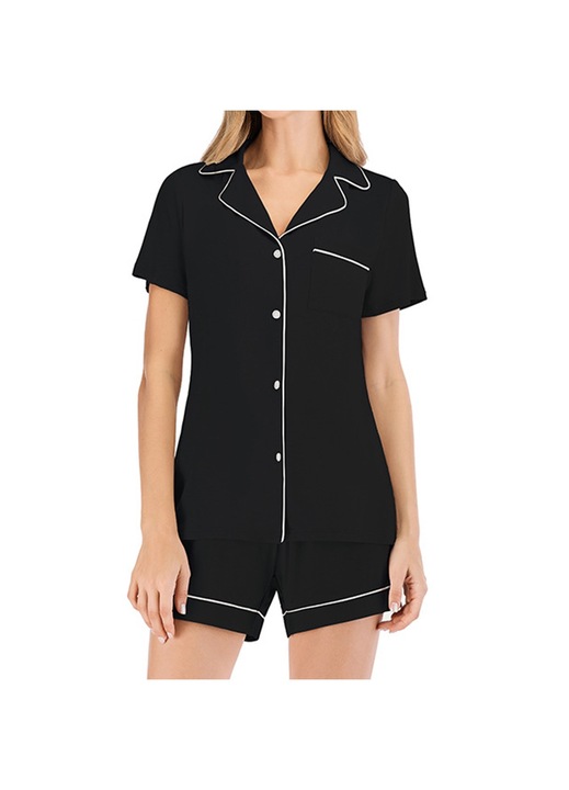 Női pizsama szett, Jormftte, rövidnadrág, rövid ujjú, fekete, kényelmes anyag