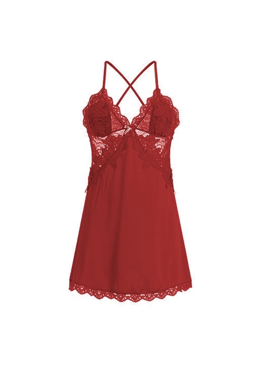 Női pizsama, Jormftte, csipkés hálóruha, V-nyakú, szatén