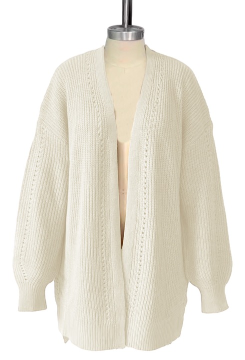 Női kardigán, Jormftte, hosszú ujjú, fehér, akril