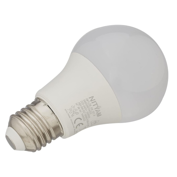 Комплект от 3 LED крушки NITYAM, 6W, 510 лумена, цокъл E27, топло бяло, 3000K, ъгъл на светене 180°