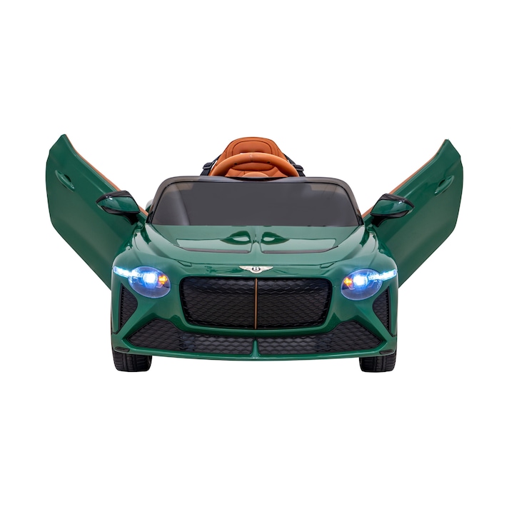 Детска електрическа кола BENTLEY BACALAR Green 12V с дистанционно 2.4G, 2 мотора, гумени колела и кожена седалка