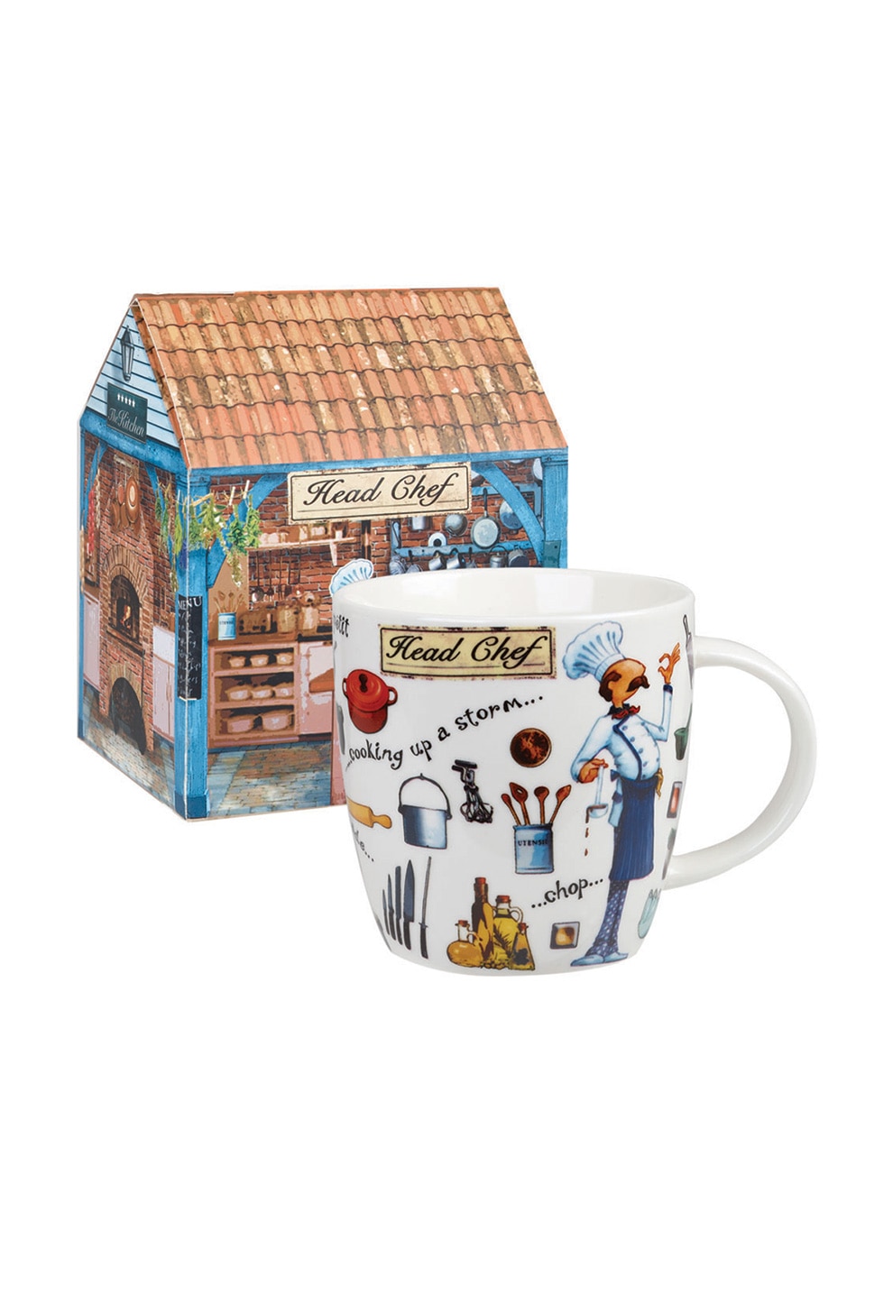 Churchill Cana multicolora cu o cutie cadou Head Chef