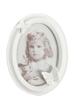 Clayre & Eef Rama foto ovala alba cu fluturi Clayre & Eef Rama foto ovala alba cu fluturi