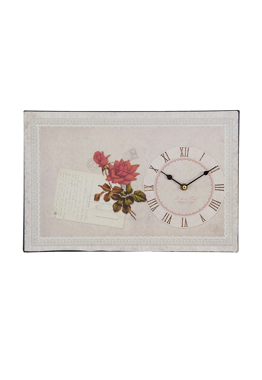 Clayre & Eef Ceas de perete grej cu trandafiri