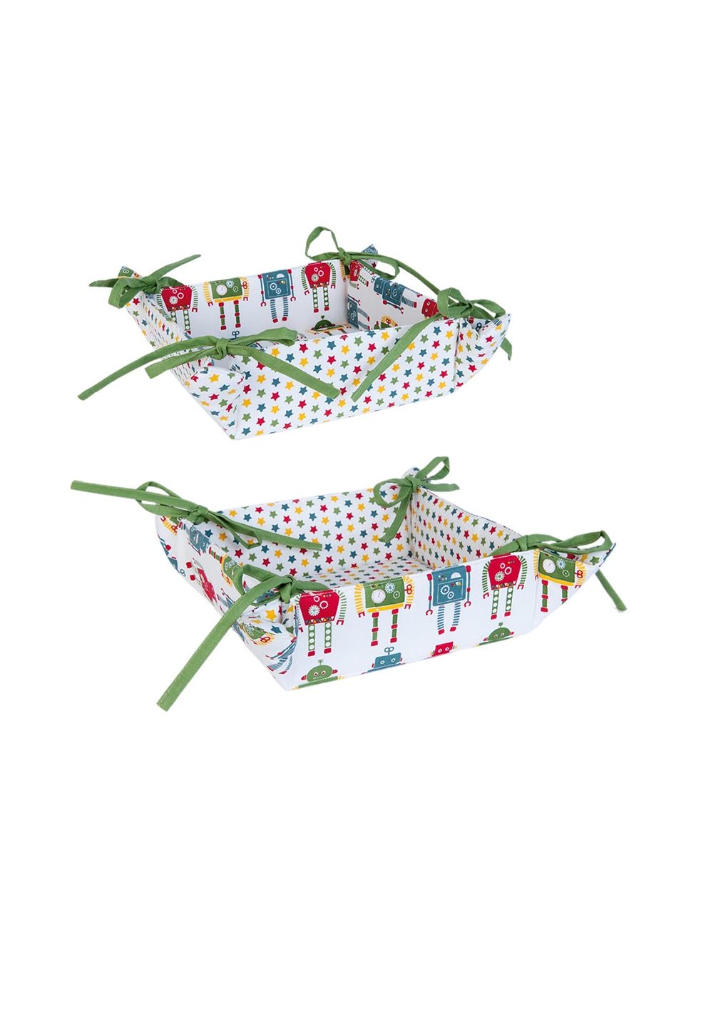 Clayre & Eef Cos pentru paine alb cu stele si roboti