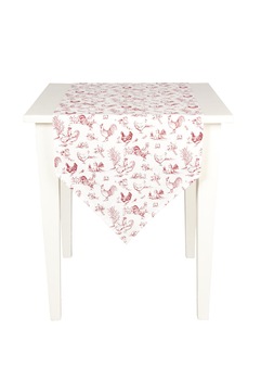 Clayre & Eef Traversa de masa alb si rosu cu imprimeu Clayre & Eef Traversa de masa alb si rosu cu imprimeu