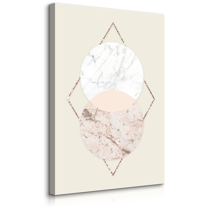 Tabloul Muralo Cercuri abstracte de marmura 3D 40 cm x 50 cm Geometrie Decorare camera de zi pe panza