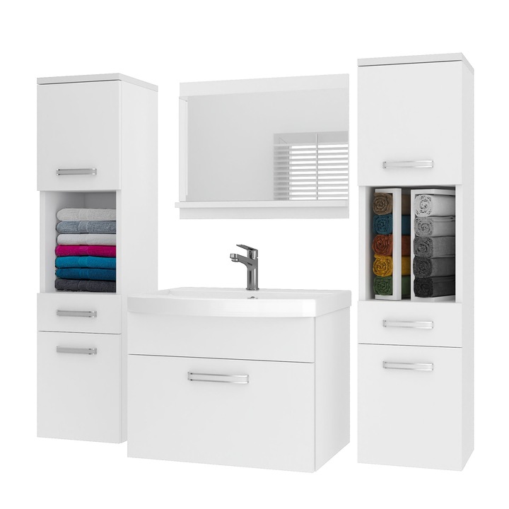 Set mobilier baie Belini, alb, 120x38.7x113.5cm, 6 piese