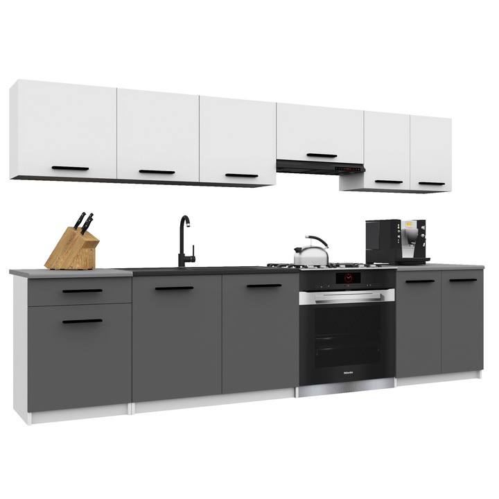 Set mobila bucatarie Belini Italia, 11 usi, 1 sertar, 240x180cm