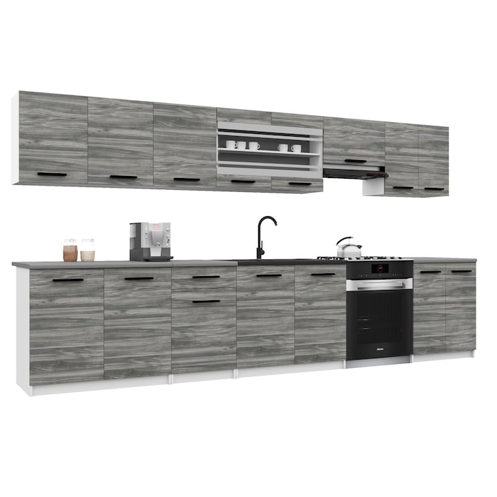 Set mobilier bucatarie Belini Italia, 15 usi, 320x30cm, 260x45cm