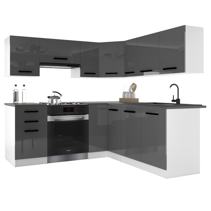 Konyhabútor Italia 6 készlet BELINI szürke magasfényű munkalappal