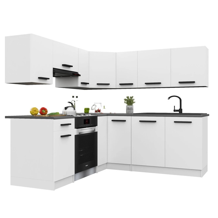 Set mobilier bucatarie Belini Italia, 11 usi, blat inclus, 360x300cm