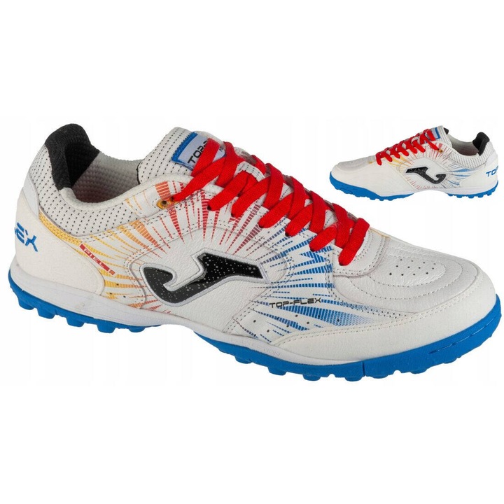 Pantofi sport barbati Joma TOP FLEX 2476 TF, piele naturala, alb, talpa din cauciuc, tehnologie VTS