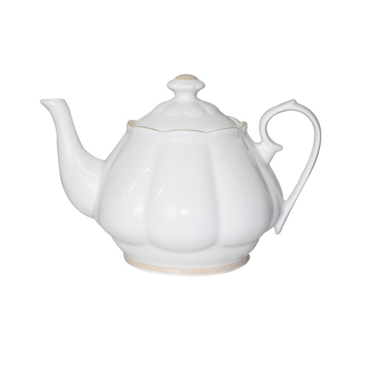 Ceainic din portelan alb cu bordura aurie, 1400 ml, Elegance Preziosa Luxury Home