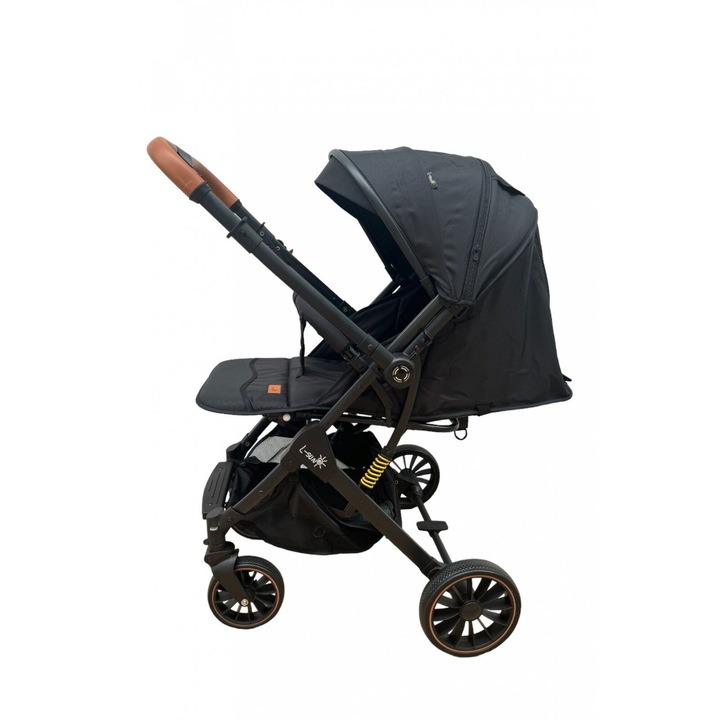 Carucior sport, cu maner reversibil, suspensii pe cadru, pliabil si troler, C1 Negru
