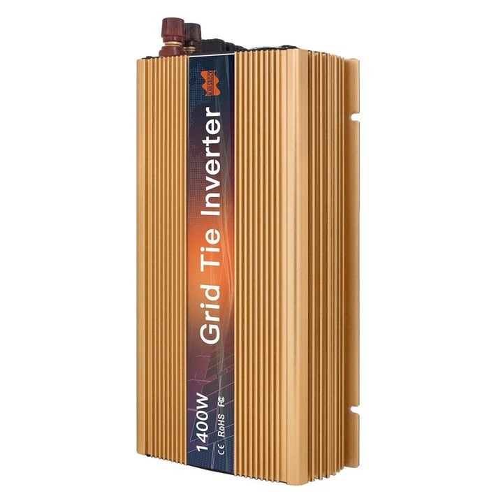 Inversor solar 1400W, tehnologie avansata MPPT, design durabil, auriu, 39.5x21x11.5cm