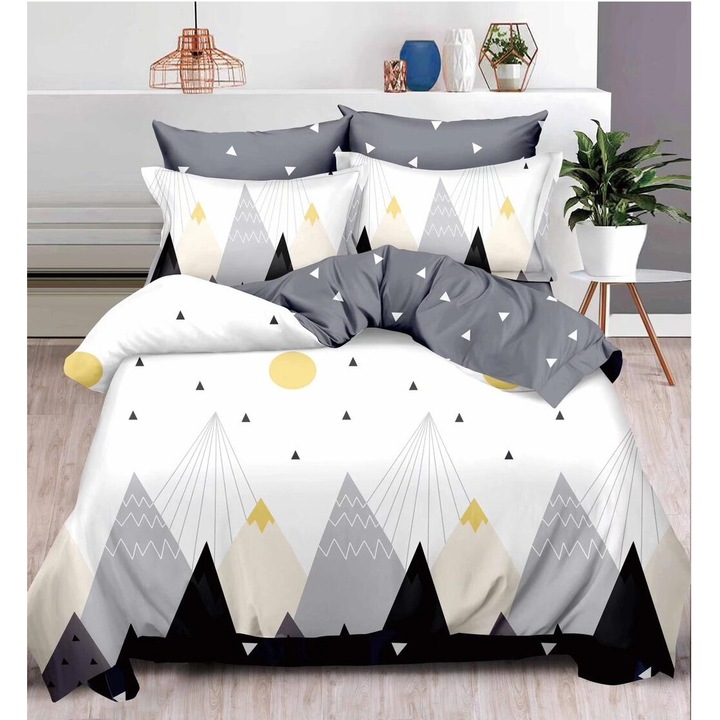 Set Lenjerie de pat 6 piese Finet Gros, bumbac, 2 fete, pucioasa, Melek10