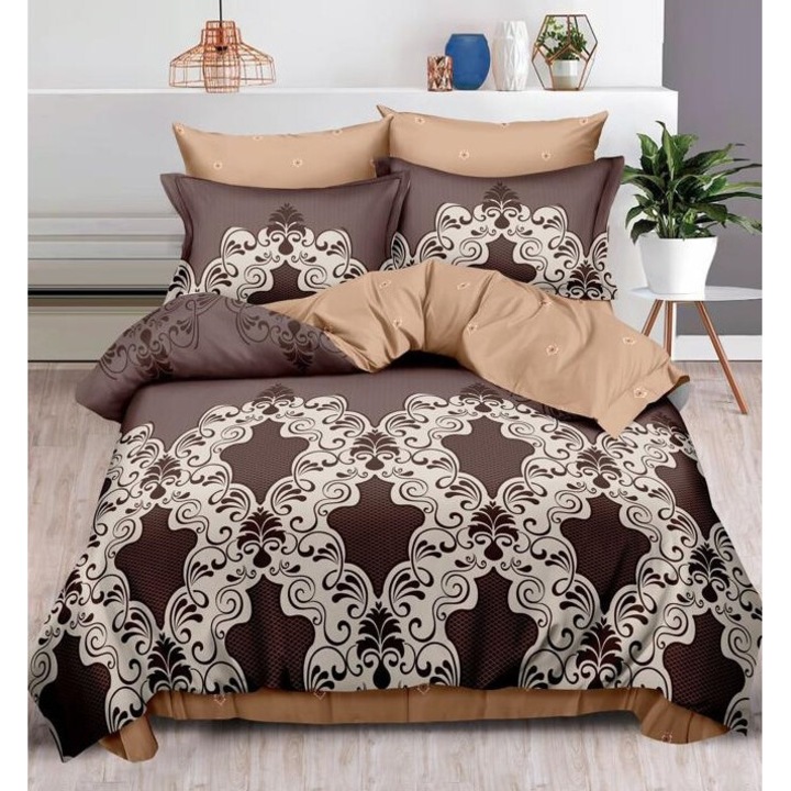 Set Lenjerie de pat 6 piese Finet Gros, bumbac, 2 fete, pucioasa, Melek18