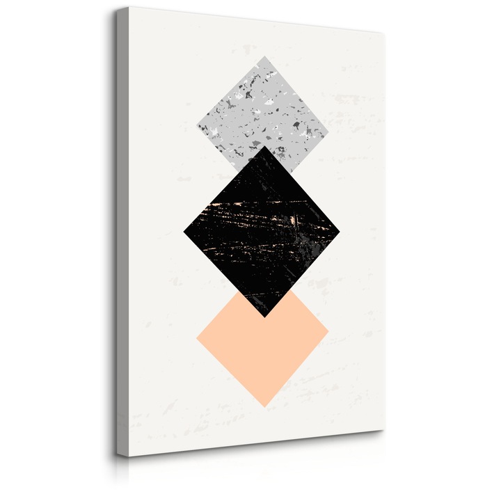 Стенопис Орнамент Абстрактно платно Мрамор Ромб 3D 20 cm x 30 cm Декорация на всекидневна 3D Платно