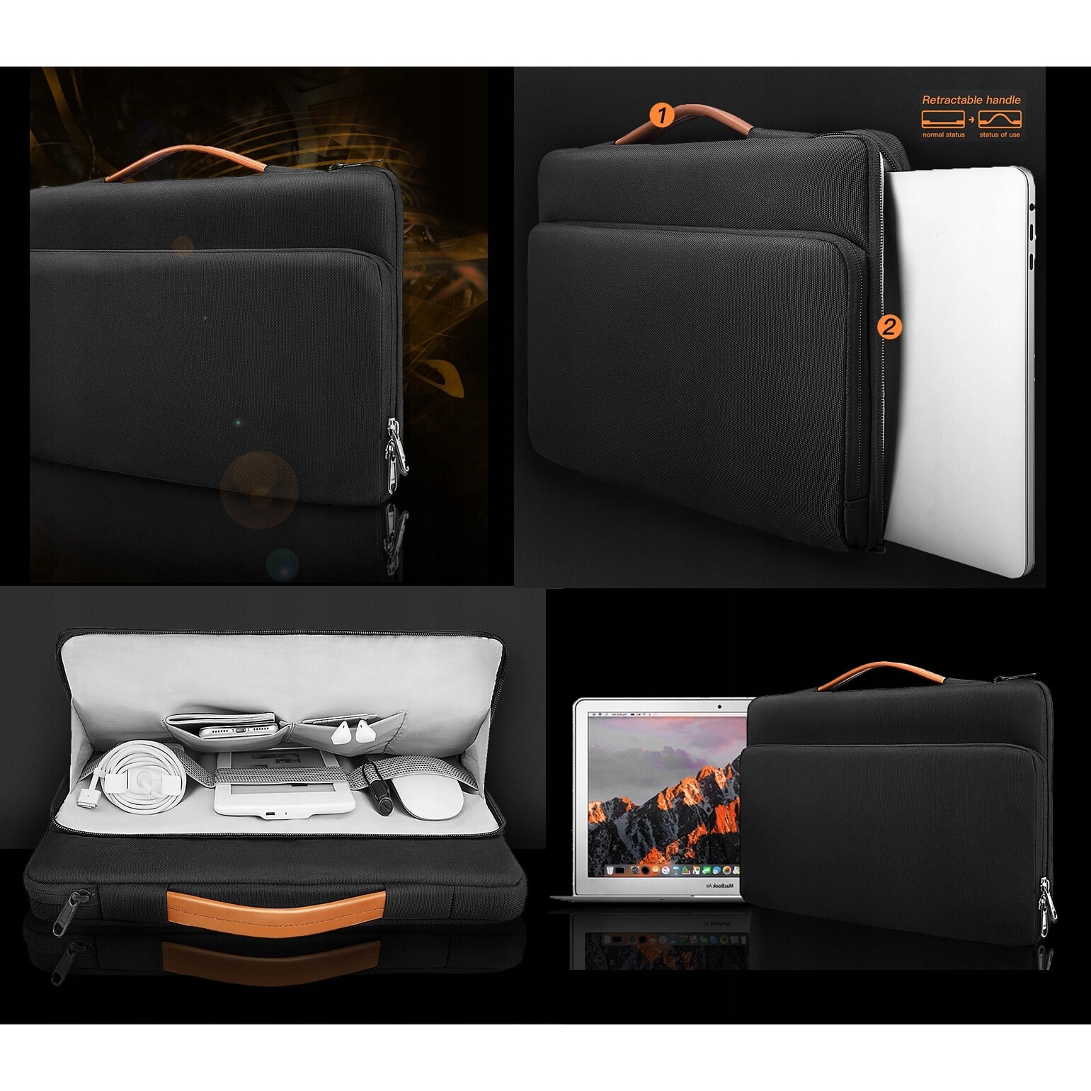 Husa de transport, Novaza Tech, Nylon, Compartiment laptop, Rezistent la apa, Rezistent la socuri, Interior captusit, Design slim, 30x41x3.5 cm, pentru Laptop 15/15.6/16 inch, Negru