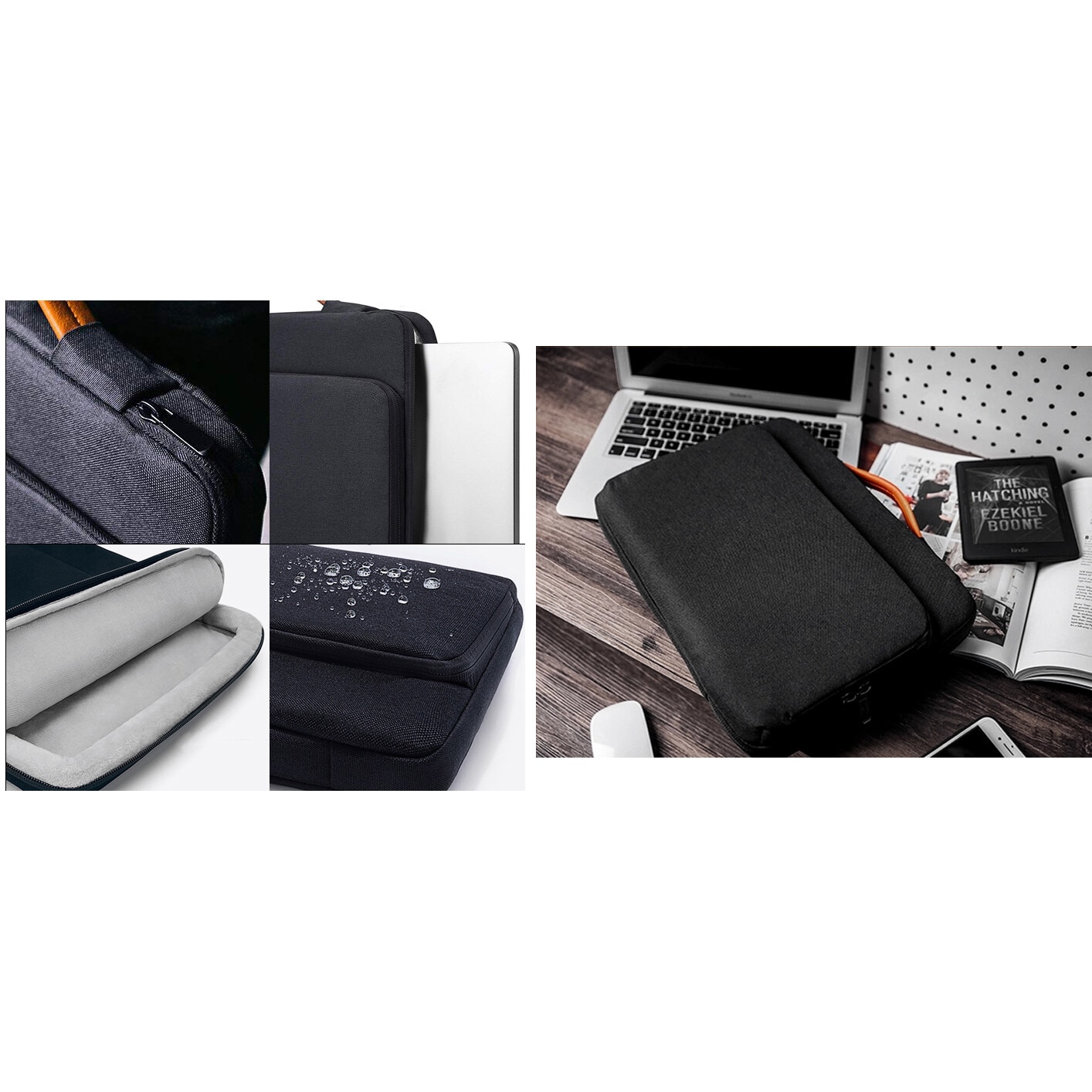 Husa de transport, Novaza Tech, Nylon, Compartiment laptop, Rezistent la apa, Rezistent la socuri, Interior captusit, Design slim, 30x41x3.5 cm, pentru Laptop 15/15.6/16 inch, Negru