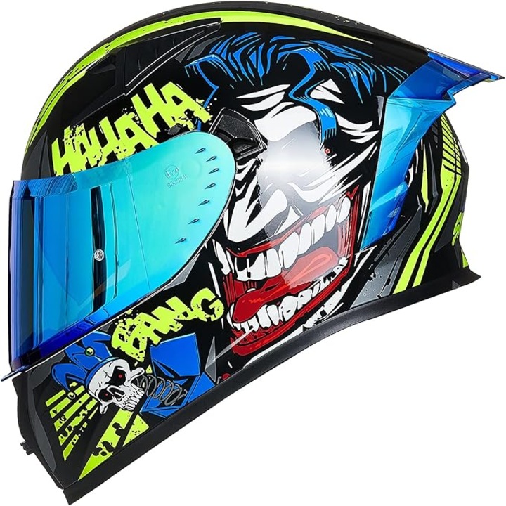 Casca moto integrala ILM, cu viziere clare si aripioare, pentru motociclete de strada si motocross, omologata ECE, marimea XL