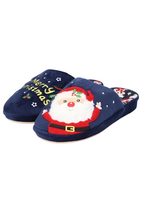 Papuci de Casa Dama, American Club, SL1924, motive de Craciun, Bleumarin, 37
