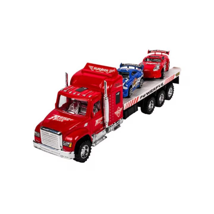 Set de joaca cu 2 masini si camion de transport, 34x7x9 cm