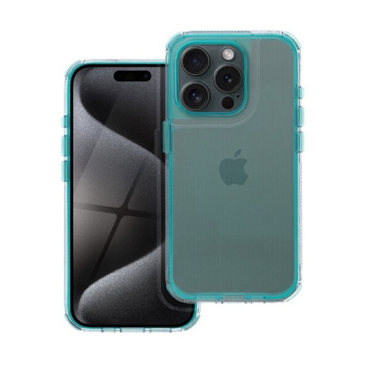 Matrix Apple iPhone 15 Pro Max kompatibilis hátlap tok kameravédő peremmel, zöld/menta