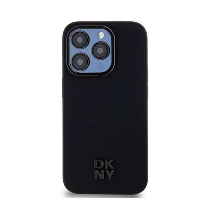 DKNY PU Leather Stack Logo Magsafe tok iPhone 15 Pro készülékhez fekete