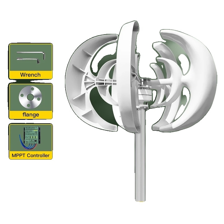 Turbina eoliana verticala, 1000W, configuratie duala 12V/24V, diametru rotor 0.84m, cu controller MPPT