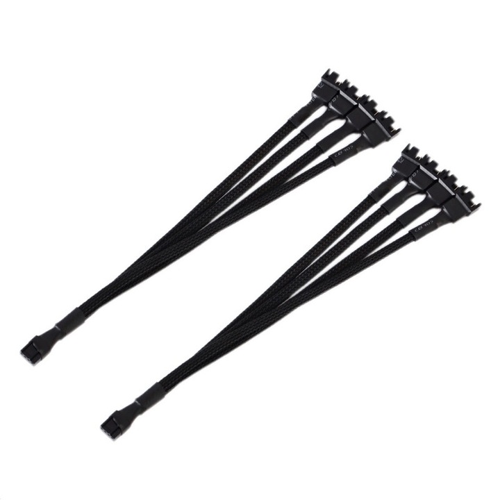 Set de 2 adaptoare cablu splitter ventilatoare, Basesailor, 4 pin, 28 cm, negru