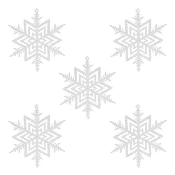 Karácsonyfadísz Nyland® White Glitter Flake 10cm - 5db