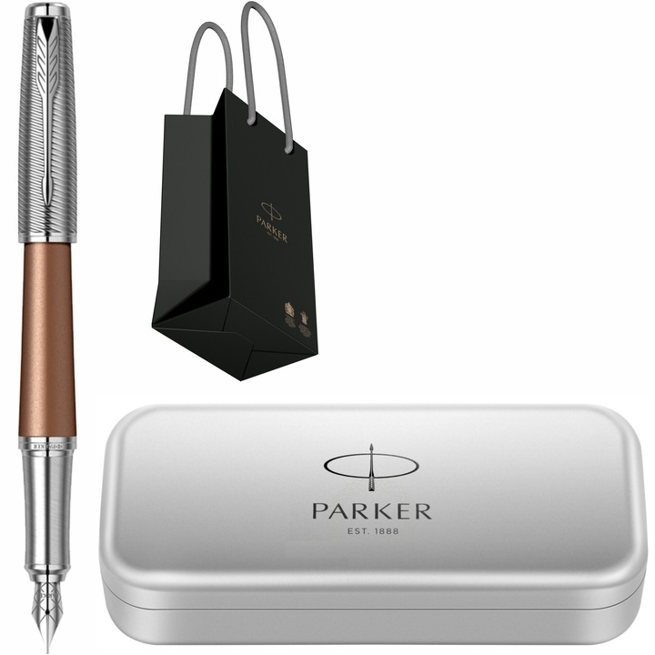 Stilou Parker Urban Royal Premium Orange CT in cutie de metal si punga Parker