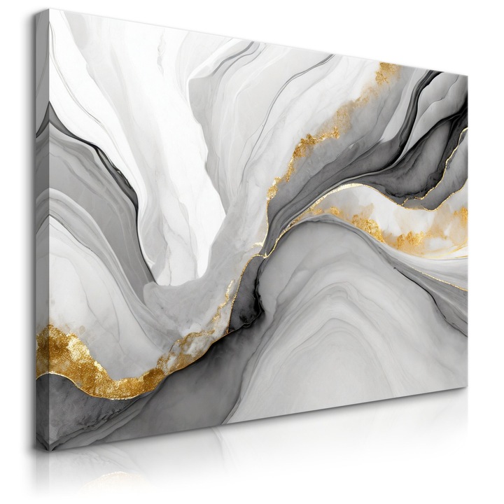 Muralo Decoratie абстрактна картина от сив мрамор 120 cm x 80 cm 3D картина за стена на платно за хола