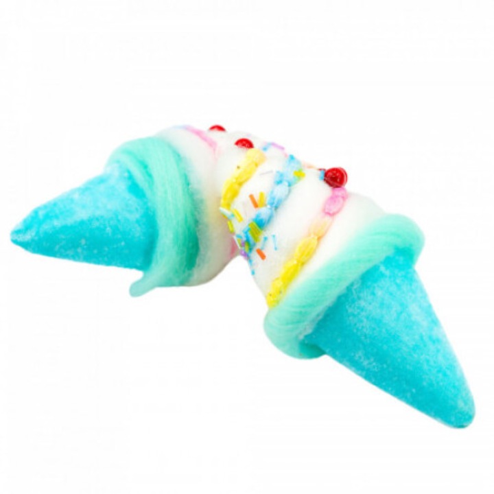 Globuri Brad de Craciun inghetata baby blue alb-catifea