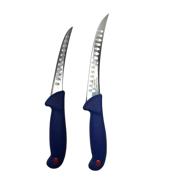 Set 2 cutite de macelarie, cu alveole, transat, dezosat, filetat, otel carbon