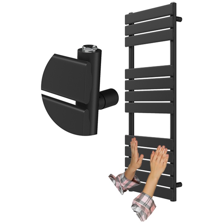 Radiator De Baie, Granitan, Oslo, 45x120 cm, Calitate Ridicata A Constructiei, Utilizare De Lunga Durata, Materiale Premium, Design Modern, Electrice, 611 W, Negru