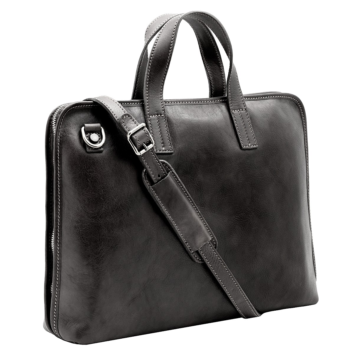 Geanta portlaptop din piele naturala vachetta, neagra, SL4453