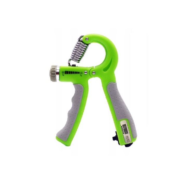 Presa de antebrat pentru exercitii, resistenta 10-60 kg, contor integrat, Verde