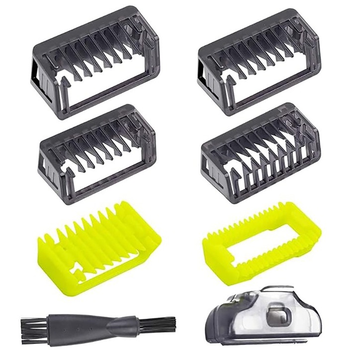 Set pieptene de ghidare pentru aparat de ras, Rqiurpn, 4 lungimi 1/2/3/5mm, 9 bucati, multicolor