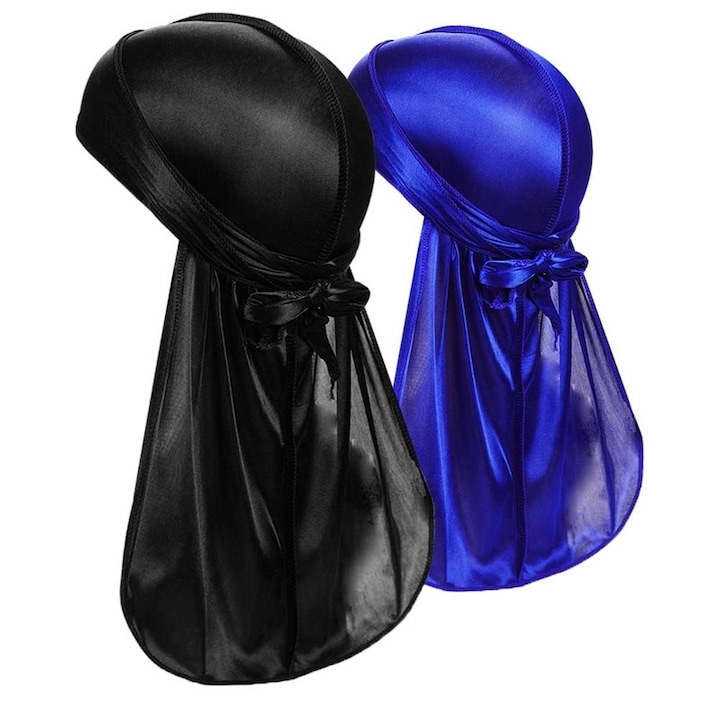 Set de 2 bandane durabile, Basesailor, poliester, respirabil, albastru/negru, dimensiune universala