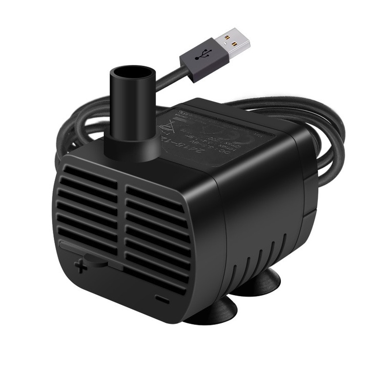Мини потопяема помпа 220v, 200 l/h 3W, USB, черна