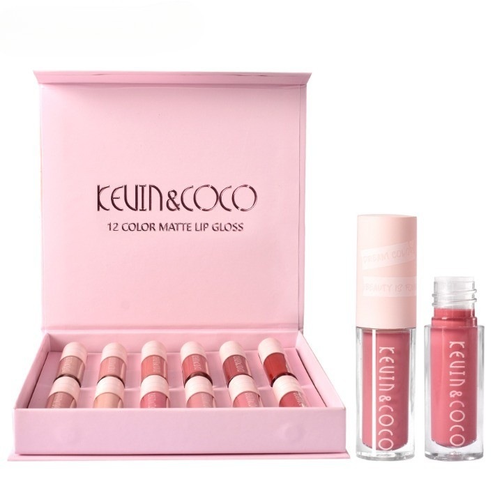 12 darabos matt rúzskészlet, átnedvesedésálló, Kevin&Coco, 1,85 ml, Pink Box